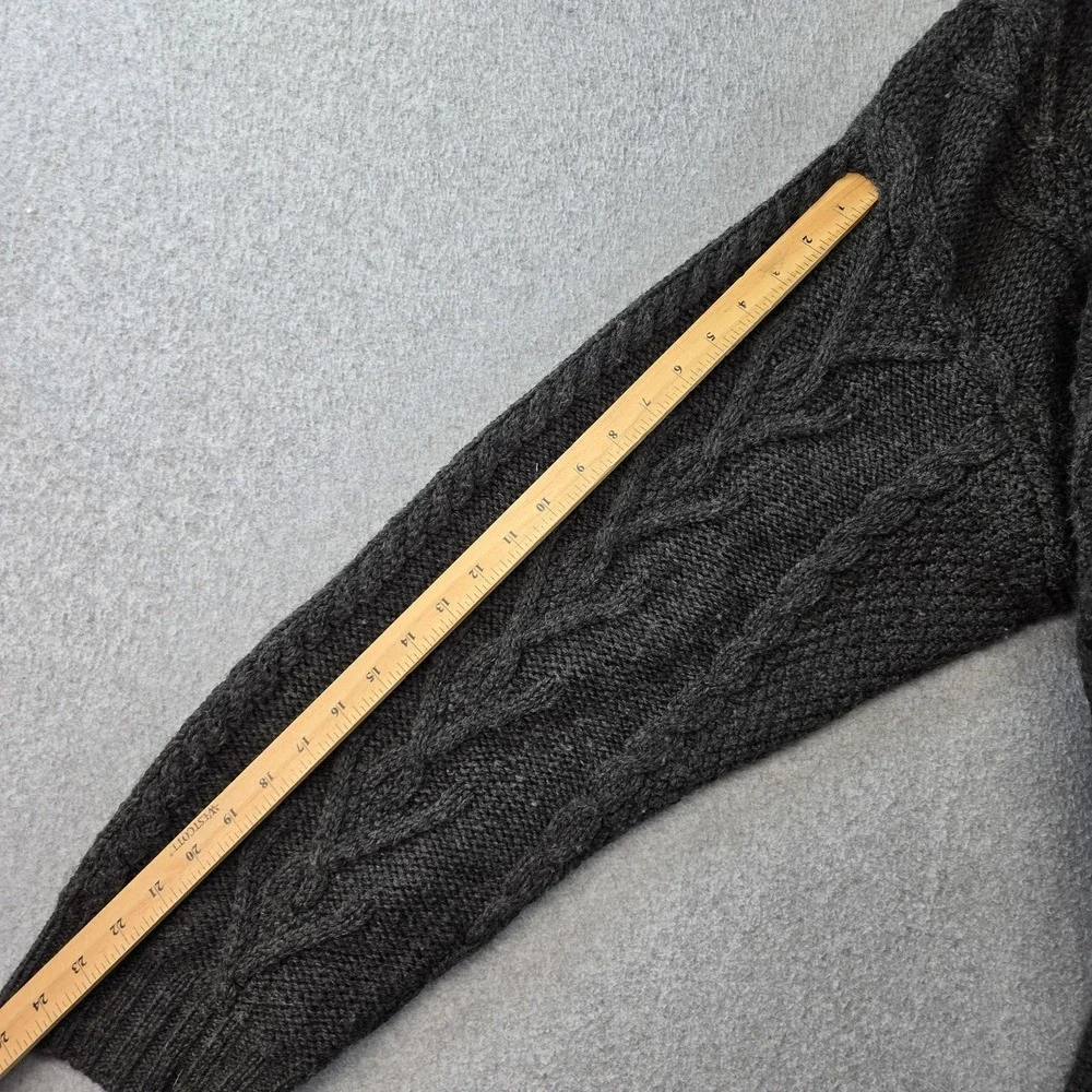 SAOI Sweater Mens M Gray Collared Cable-Knit‎ Pullover Heavyweight Wool Pockets